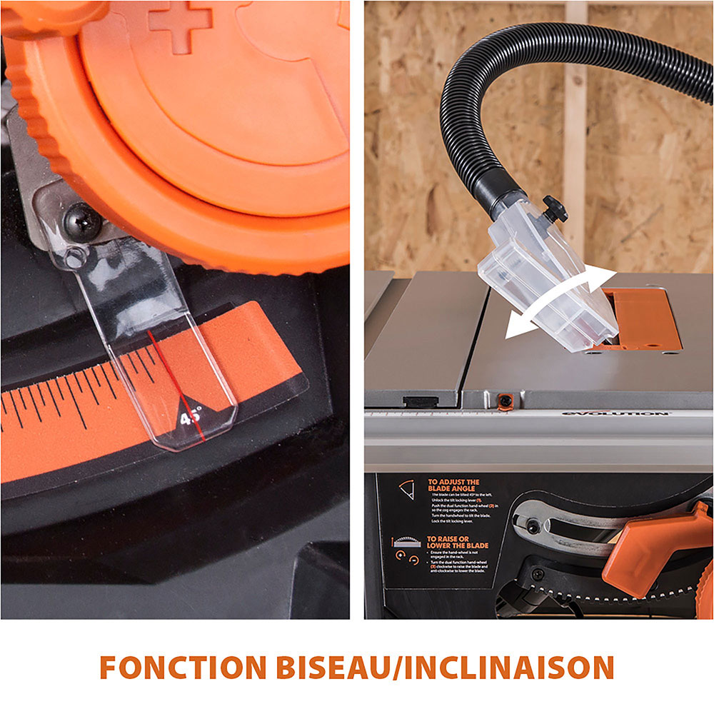 Scie sur table 255mm Evolution RAGE5-S avec Lame multi-matériaux TCT (GRADE B)