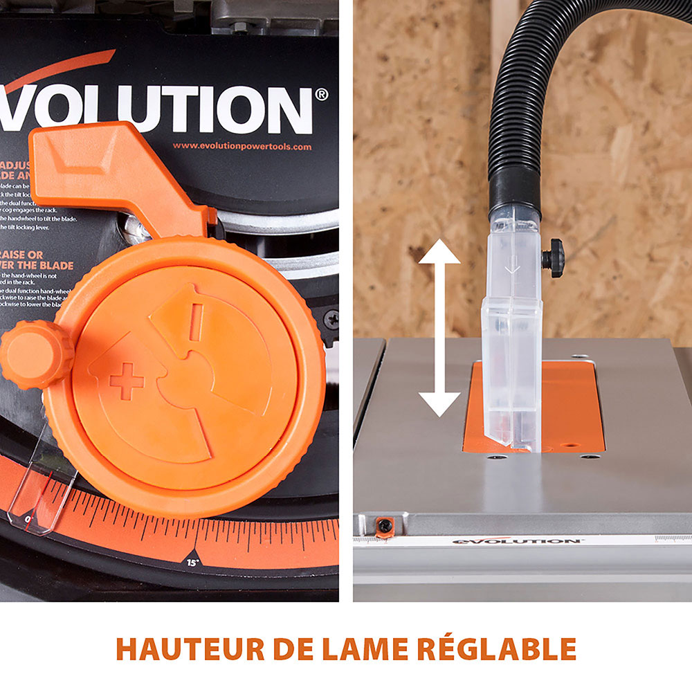 Scie sur table 255mm Evolution RAGE5-S avec Lame multi-matériaux TCT (GRADE B)