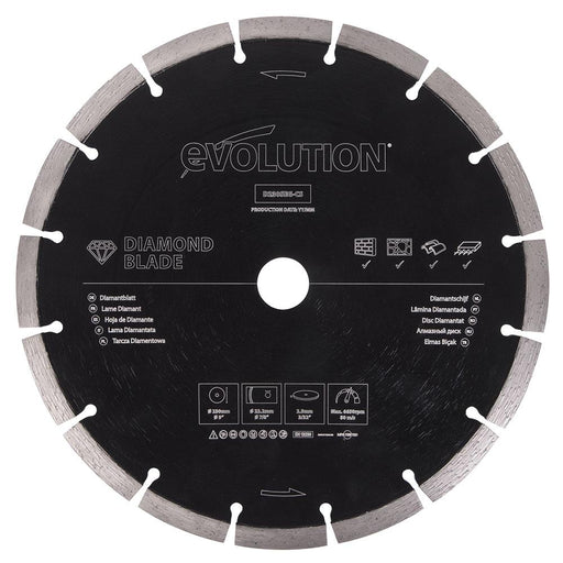 Disque diamant segmenté 230mm alésage 22,2mm Evolution pour scie à béton