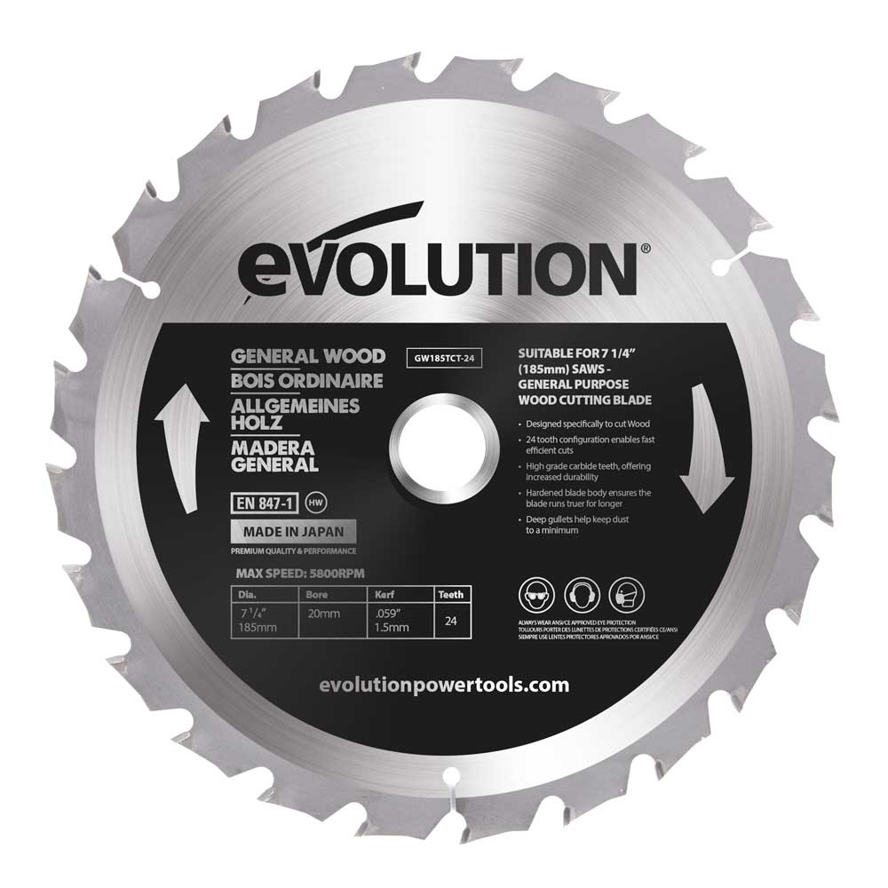 Lame bois TCT 185mm 24 dents alésage 20mm pour scie à onglet et scie circulaire