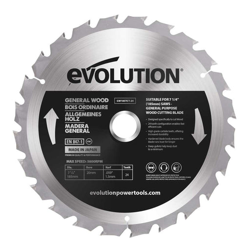 Lame bois TCT 185mm 24 dents alésage 20mm pour scie à onglet et scie circulaire