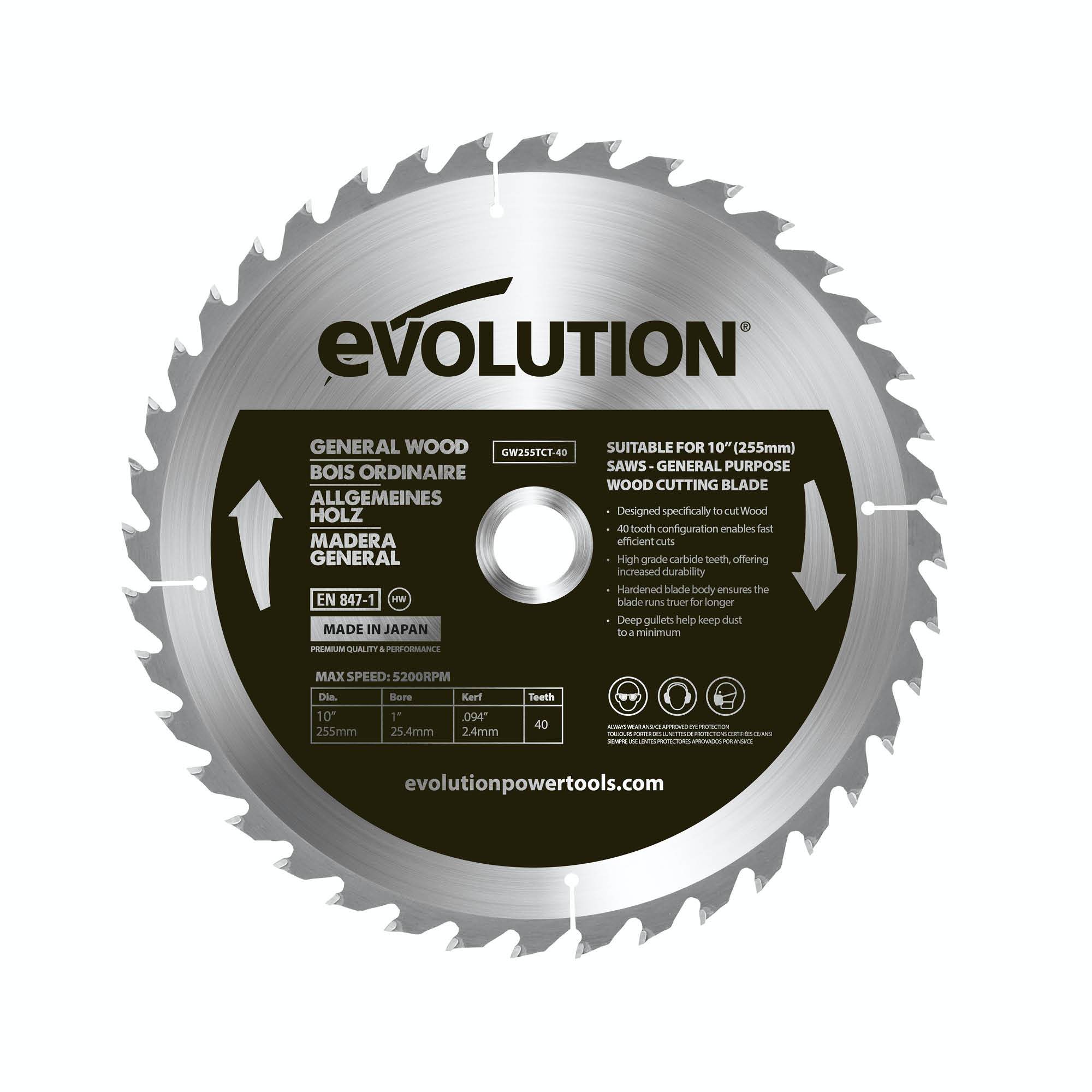 Lame bois TCT 255mm 40 dents alésage 25,4mm pour scie à onglet et scie sur table